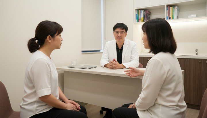 專業醫師解說醫學美容新技術安全性 診間諮詢醫學美容新技術相關評估 萊攸診所內部環境與醫學美容新技術 精準美學應用的醫學美容新技術細節